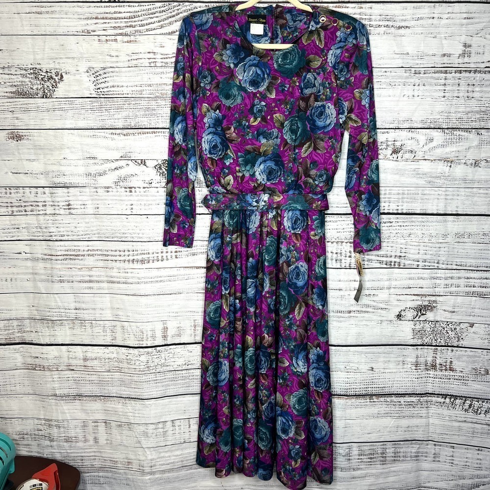 Vintage Stuart Alan Cottage Core Floral Dress Prairie Pleated NWT Deadstock 8